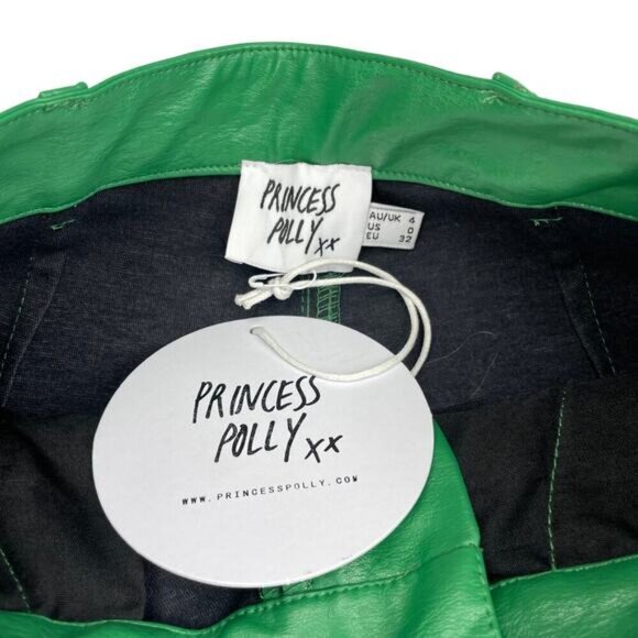 NWT PRINCESS POLLY Ashlea Faux Leather Mid Rise Slim Fit Flare Pants Sz 0 Green - Picture 8 of 12